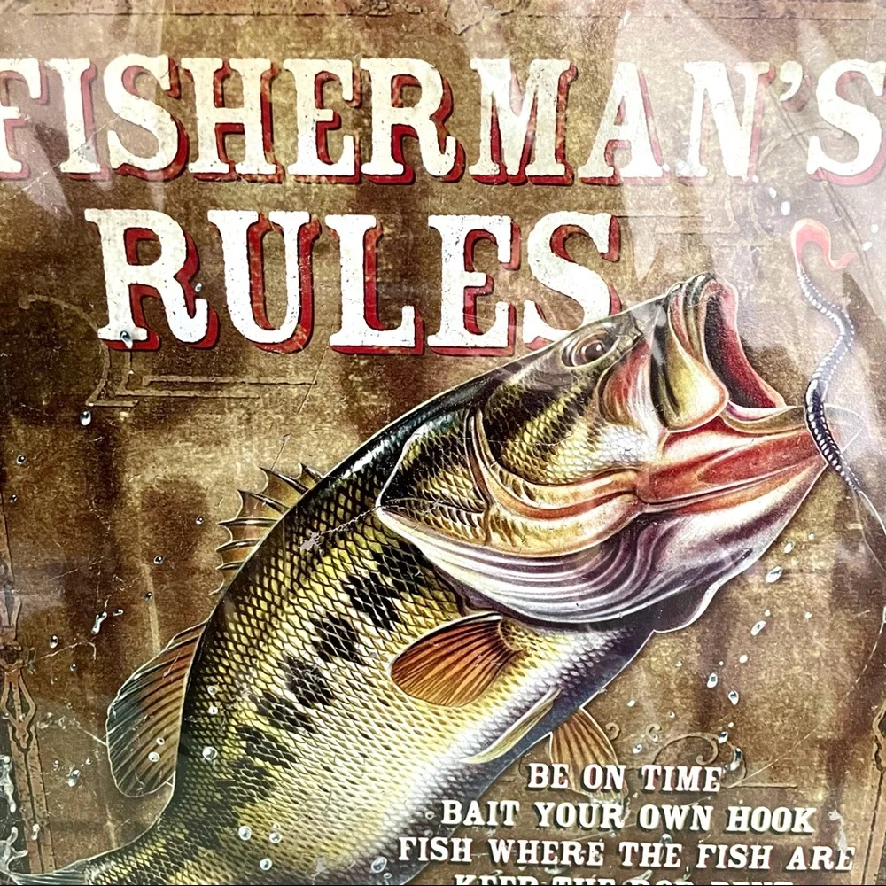 NEW Fisherman’s Rules Metal Sign